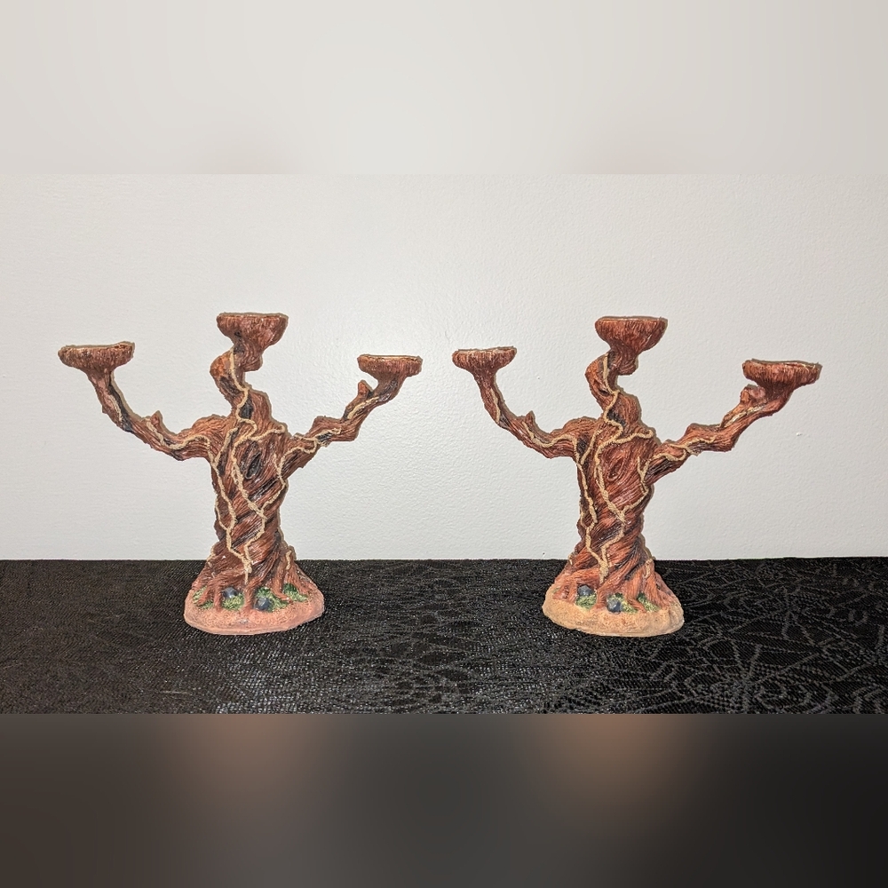 Haunted Vine Tree Candle Holder Set